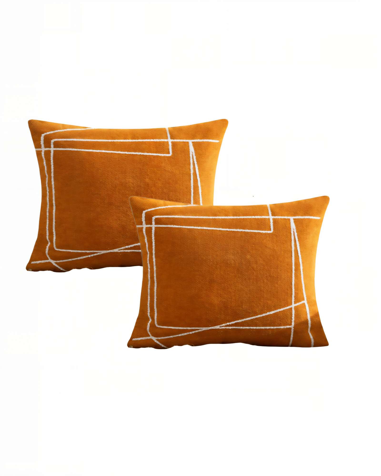 PACK DE 2 FUNDAS DE COJIN 45CMX45CM BORDADO DE LINEA COLOR MOSTAZA - 1