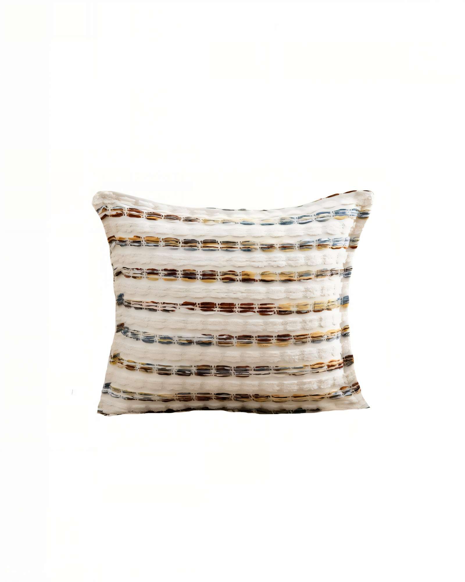 PACK DE 4 FUNDAS DE COJIN 45CMX45CM A RAYAS BEIGE CON COLORES VARIADOS - 2