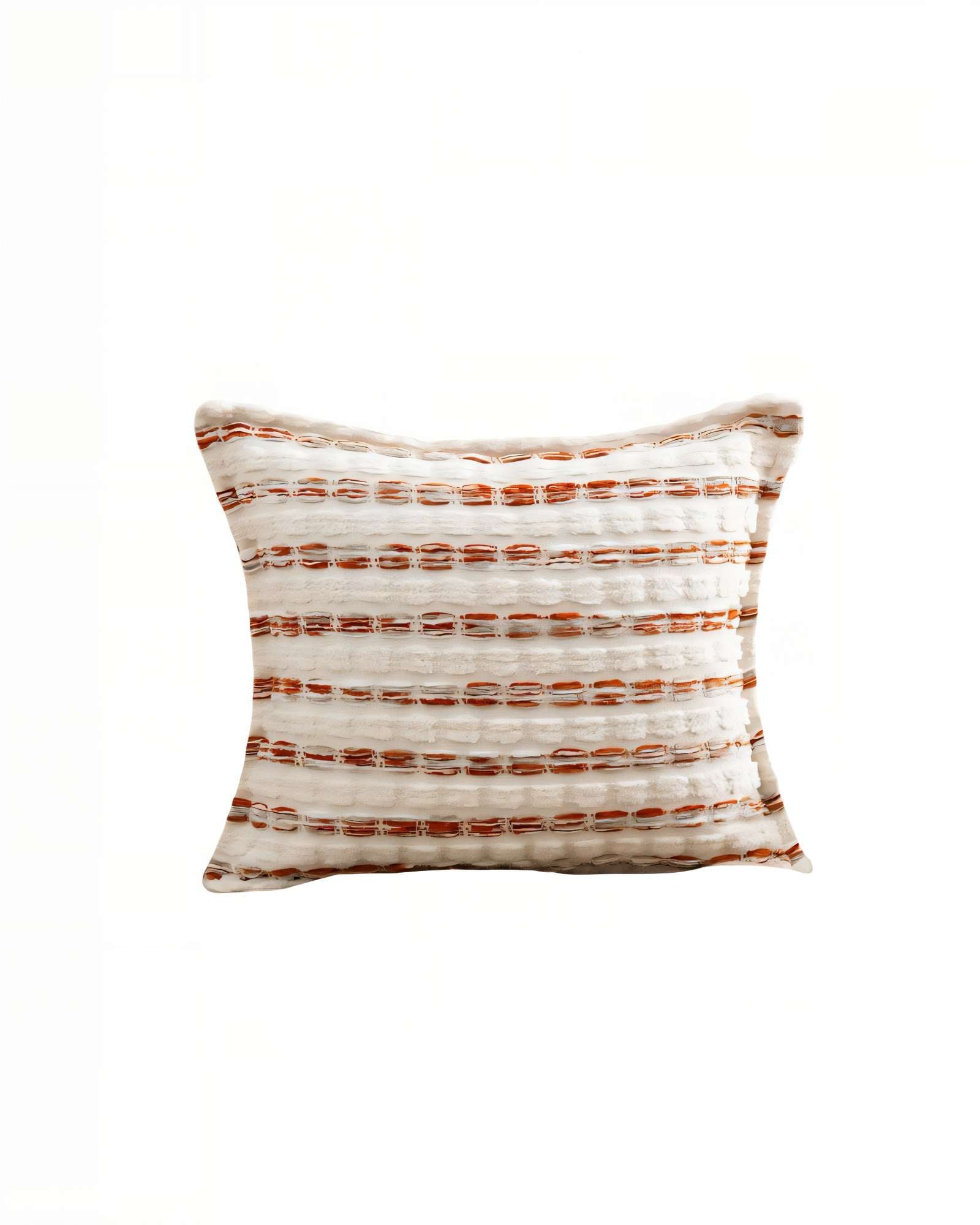 PACK DE 2 FUNDAS DE COJIN 45CMX45CM A RAYAS BEIGE CON BURDEO - 2