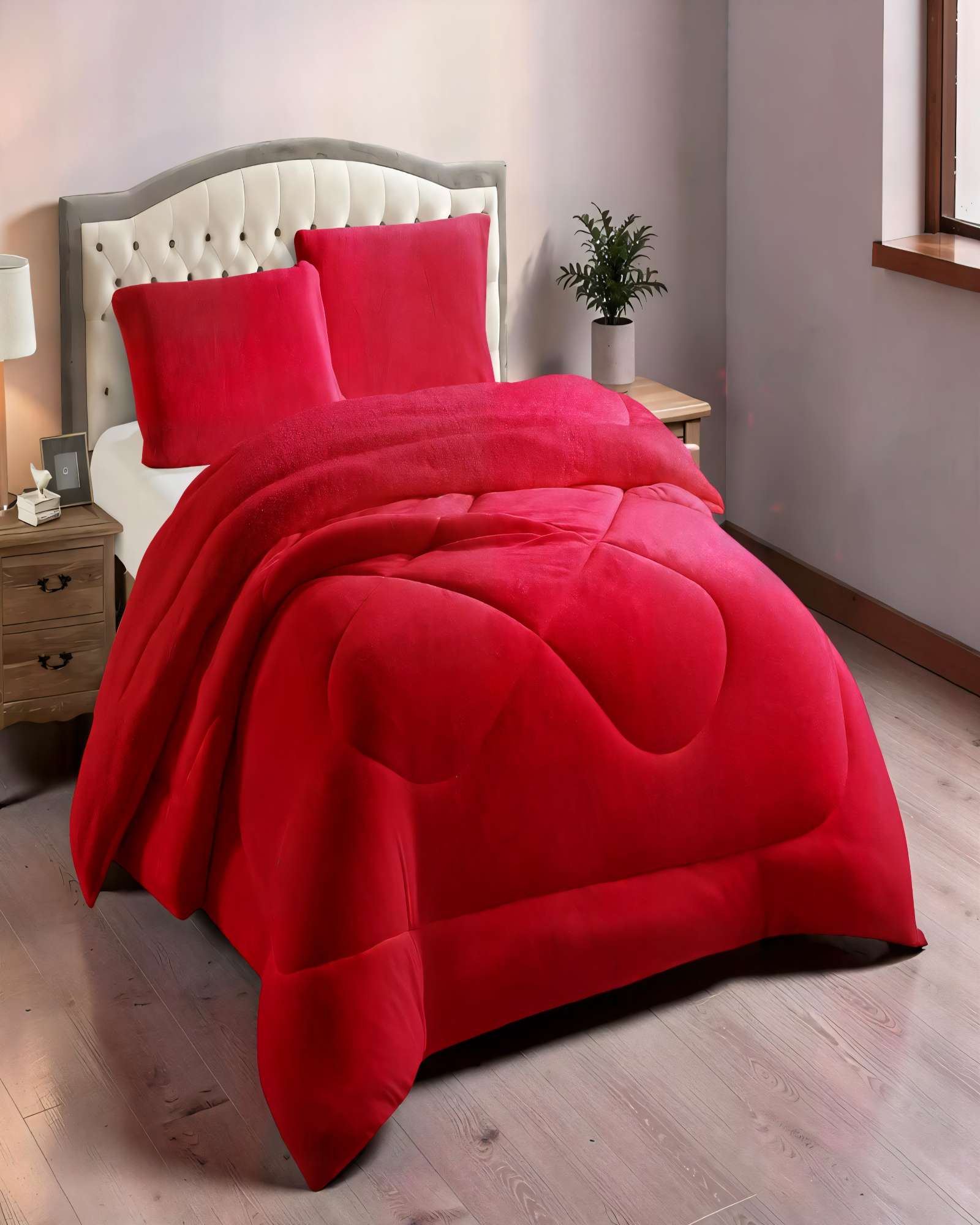 COBERTOR PLUSH CON CHIPORRO PLAZA Y MEDIA COLOR ROJO - 3