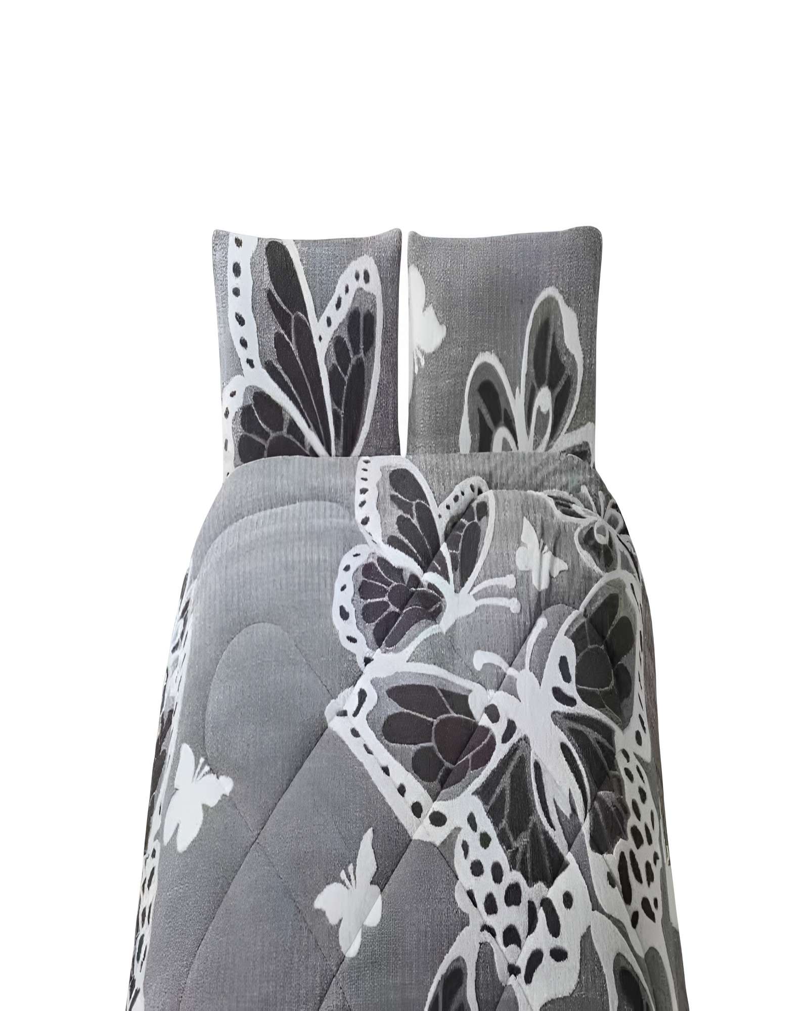 COBERTOR DE JACQUERD CUTTING CON MARIPOZAS 2 PLAZAS COLOR GRIS - 2