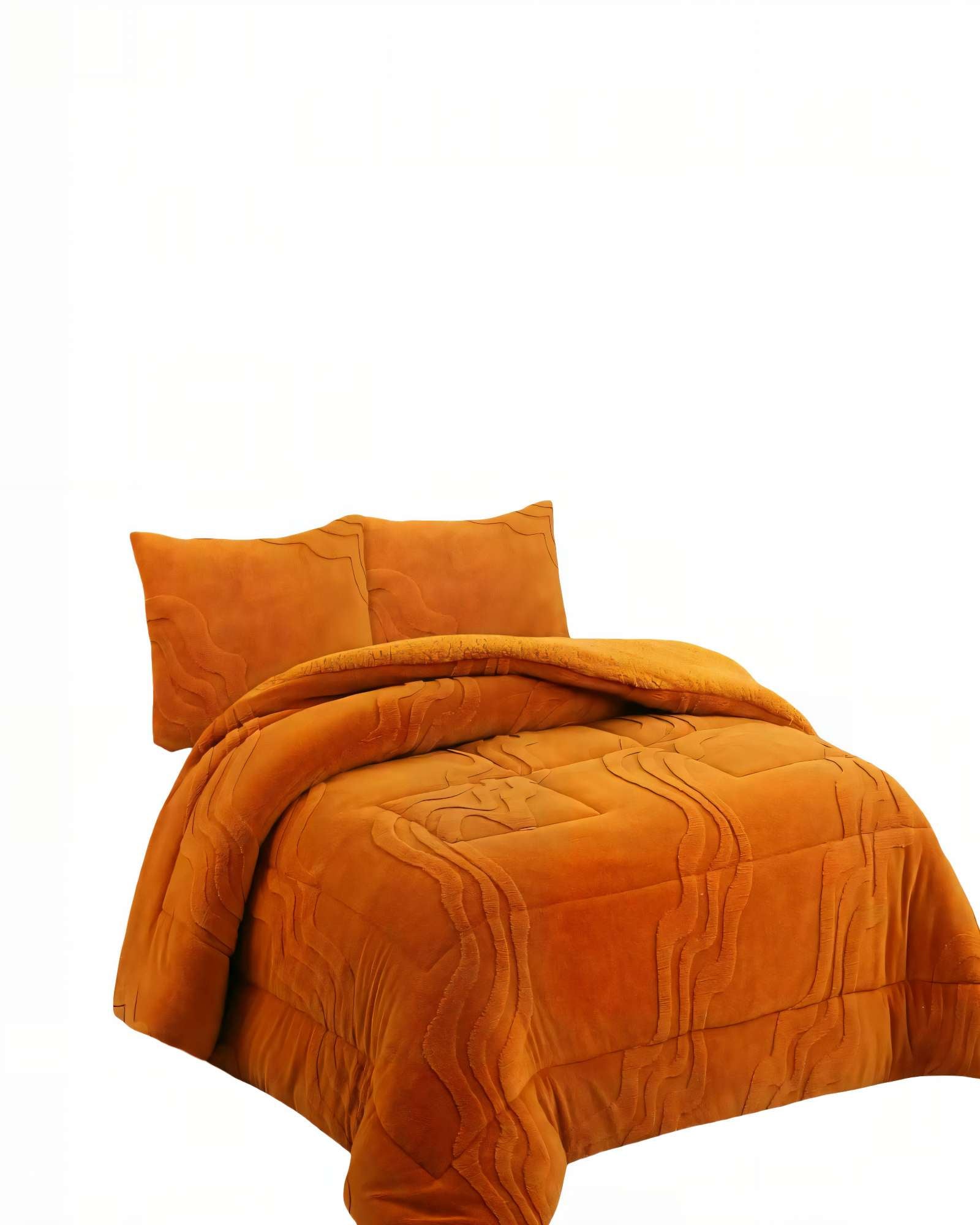 CUBRECAMA CON RELIEVE EN FORMA DE ONDAS 2 PLAZAS COLOR NARANJA - 2
