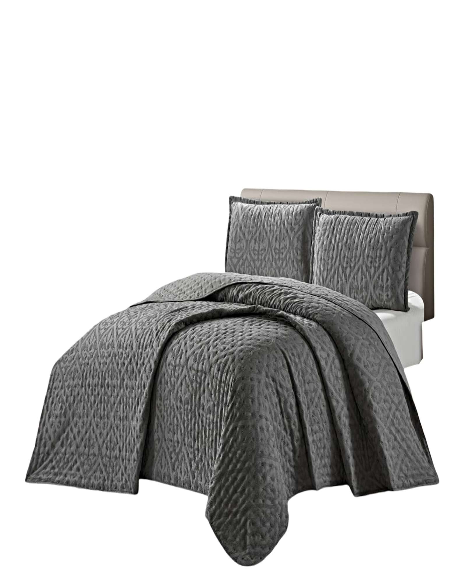 CUBRECAMA DELGADO SEMI ACOLCHADO KING 250X270 CM GRIS 02 - 1