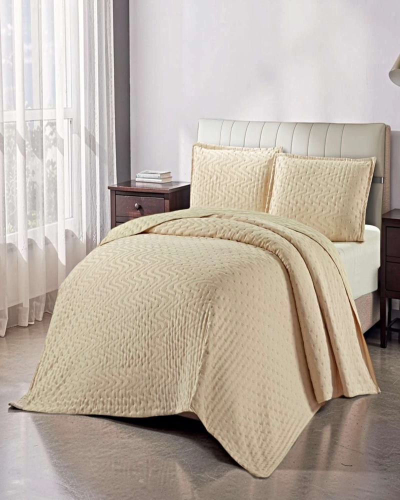 CUBRECAMA DELGADO SEMI ACOLCHADO 2 PLAZAS 230X250 CM BEIGE 03 - 3