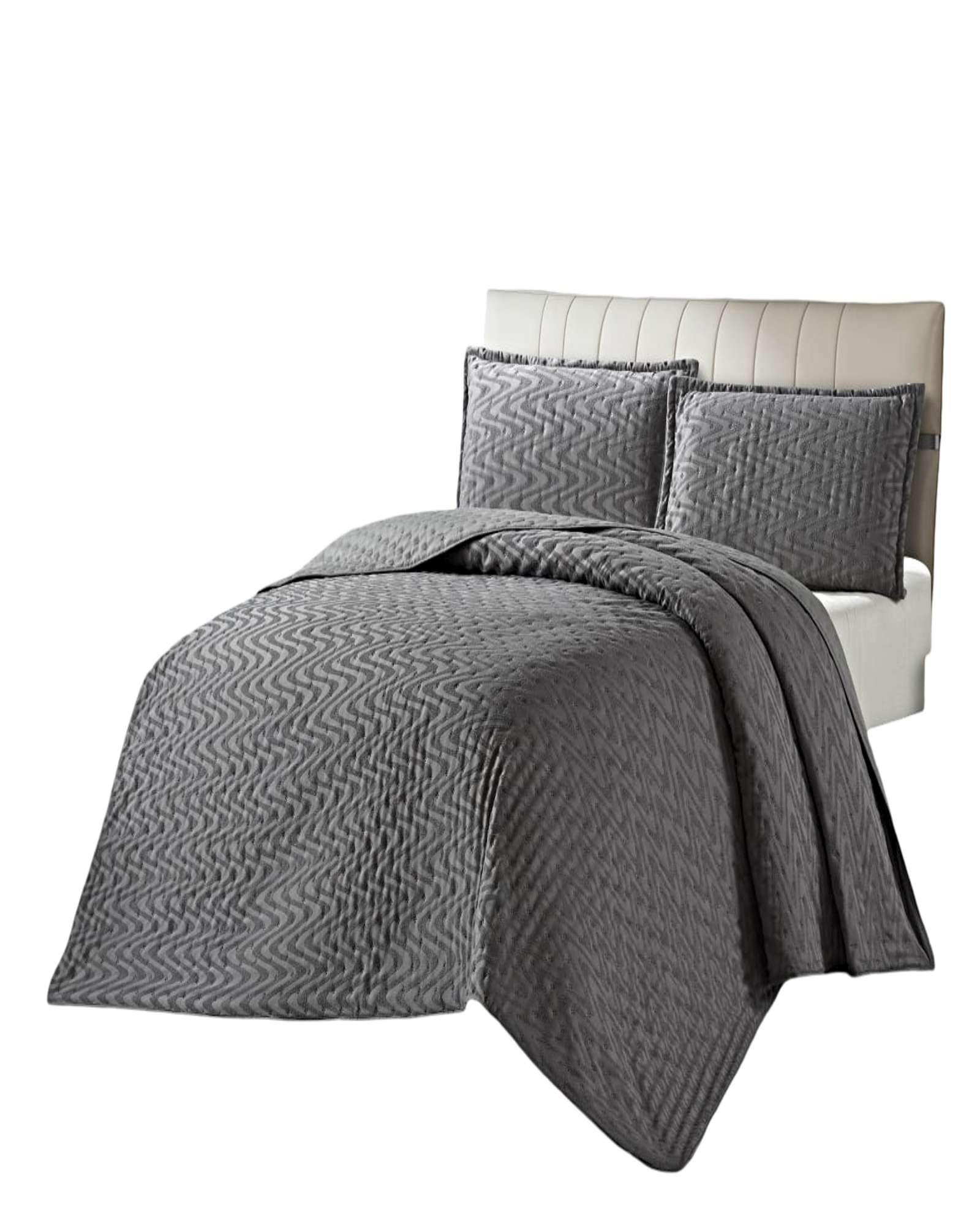 CUBRECAMA DELGADO SEMI ACOLCHADO 2 PLAZAS 230X250 CM GRIS 01 - 1