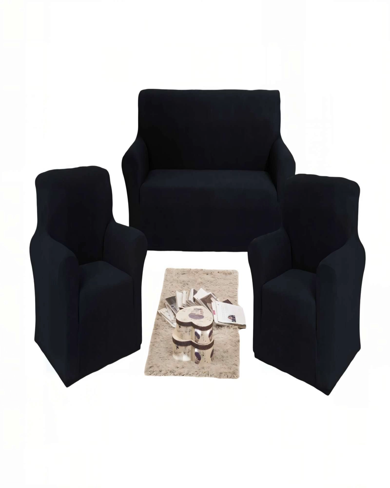 SET DE FUNDAS DE SOFA CUADRILLE 3+1+1 COLOR NEGRO - 2