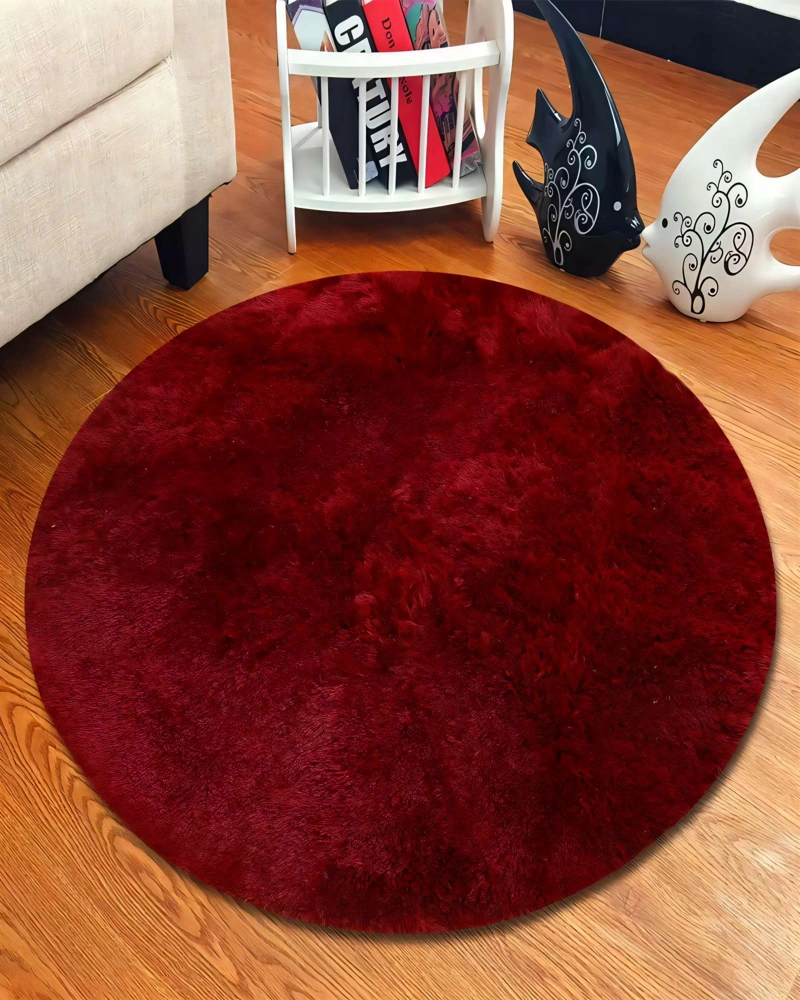 ALFOMBRA REDONDA 150CM X 150CM DECORATIVA COLOR BURDEO - 3