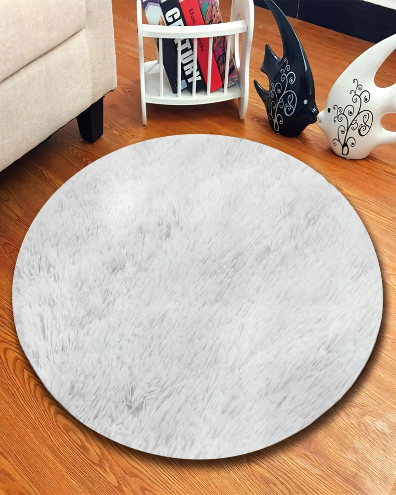 ALFOMBRA REDONDA 150CM X 150CM DECORATIVA COLOR BLANCO - 3