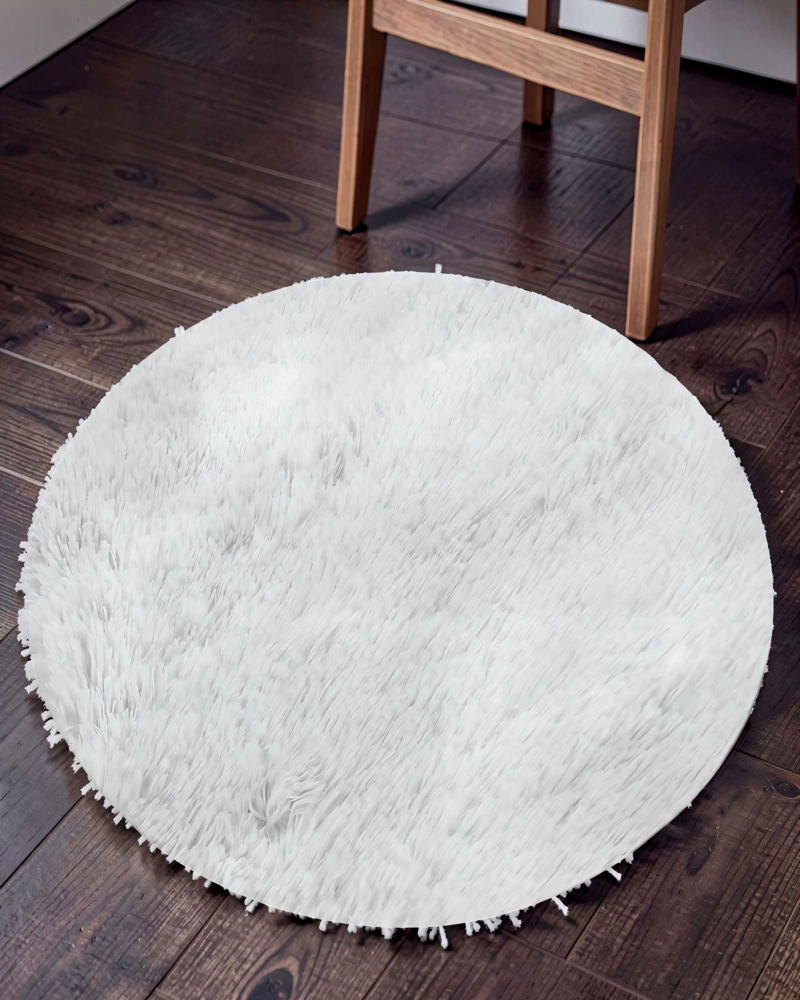ALFOMBRA REDONDA 150CM X 150CM DECORATIVA COLOR BLANCO - 4