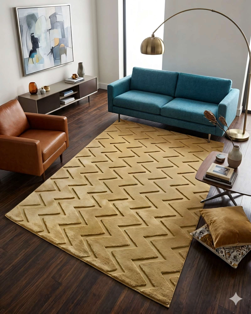 ALFOMBRA JACQUARD 200 X 240 DECORATIVA COLOR BEIGE - 3