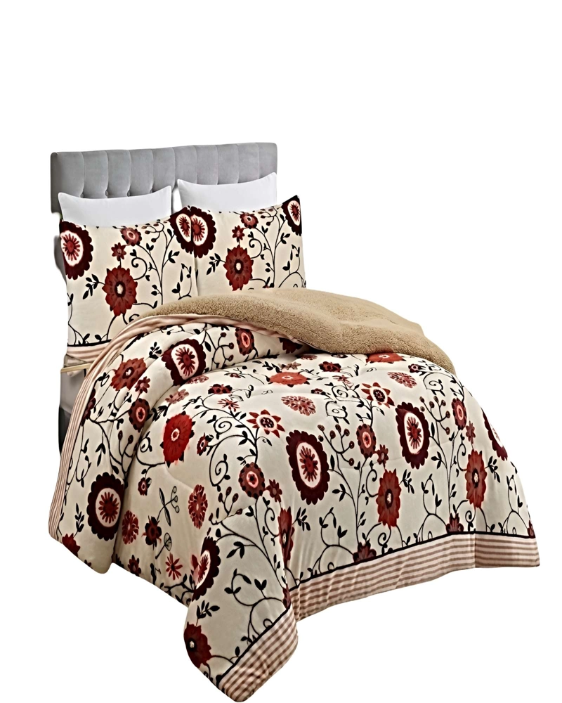 COBERTOR DE INVIERNO PLUSH 1.5 PLAZA 180X200CM CAFE - 1