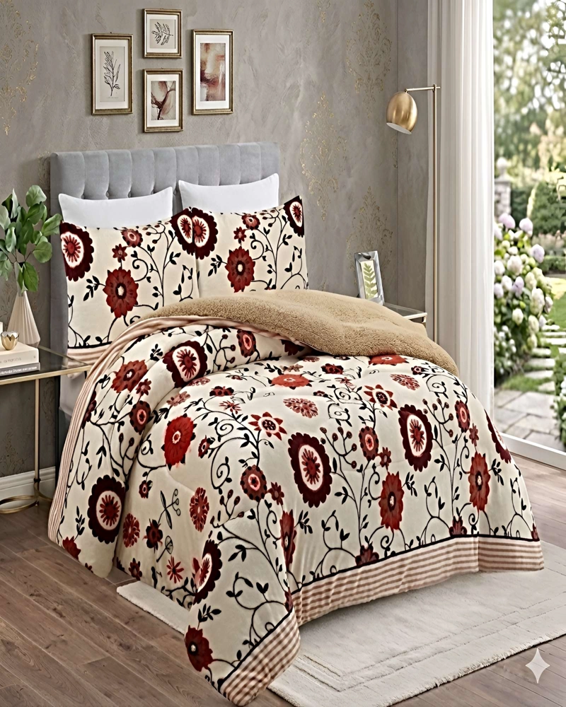 COBERTOR DE INVIERNO PLUSH 1.5 PLAZA 180X200CM CAFE - 3