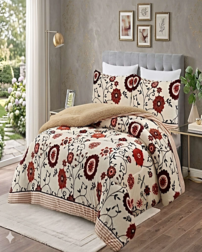 COBERTOR DE INVIERNO PLUSH 1.5 PLAZA 180X200CM CAFE - 4