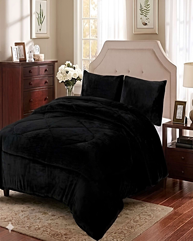 COBERTOR DE INVIERNO PLUSH 2 PLAZAS 230X250CM  NEGRO 1 - 3