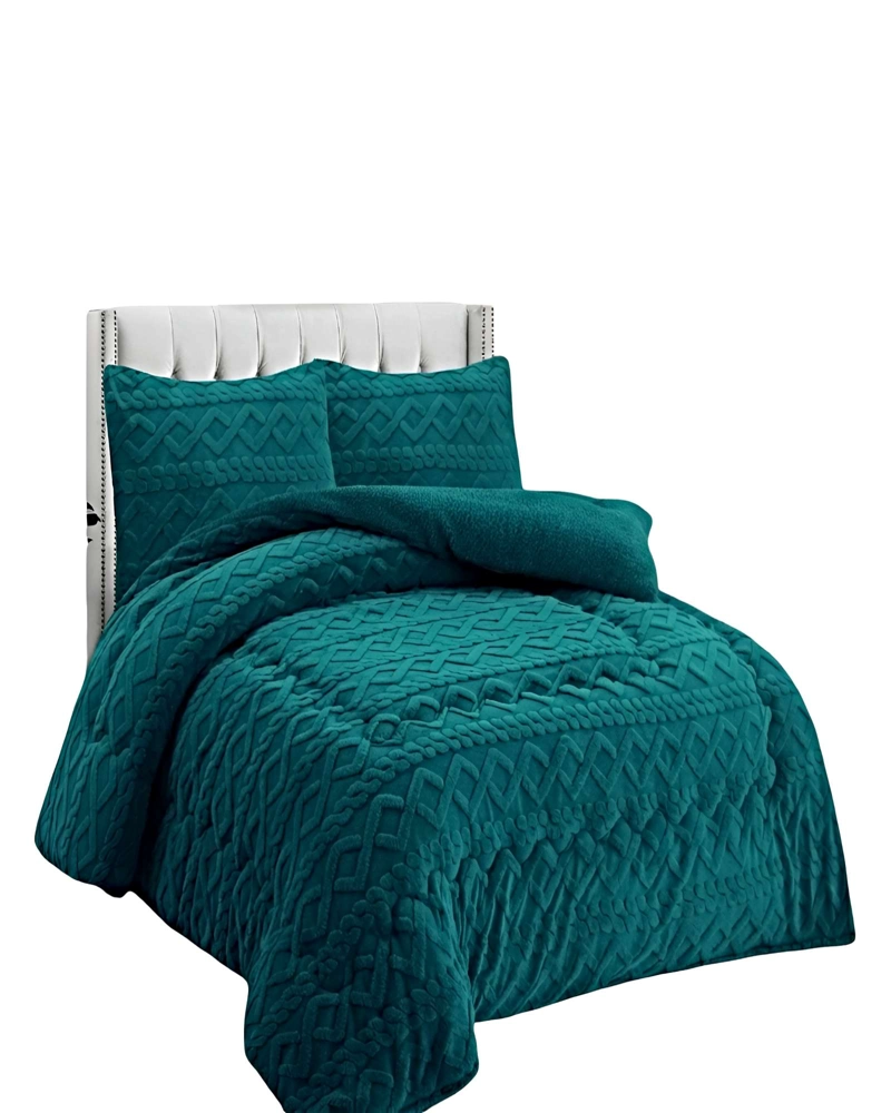 COBERTOR DE INVIERNO CON TEXTURA 2 PLAZAS 230X250CM TURQUESA - 1