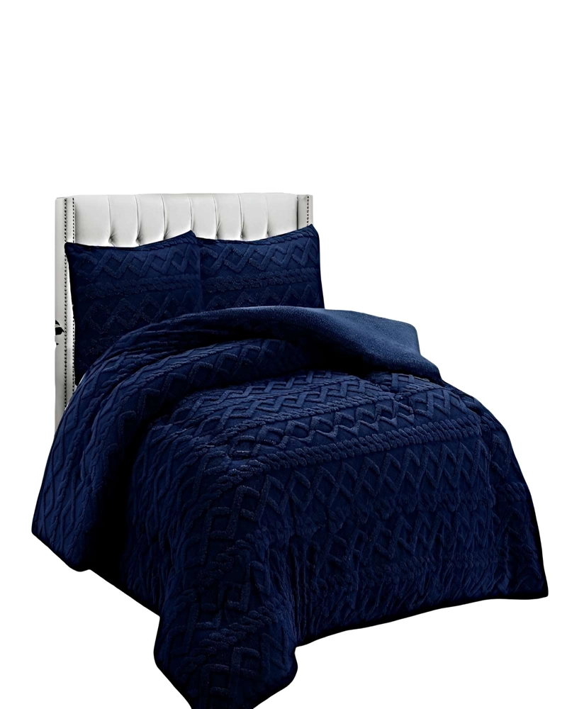 COBERTOR DE INVIERNO CON TEXTURA KING 250X270CM AZUL - 1
