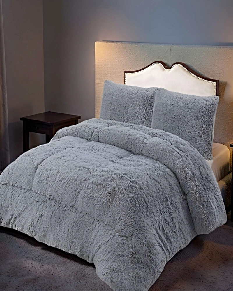 COBERTOR DE INVIERNO PELUDO 2 PLAZAS 230X250CM GRIS - 3