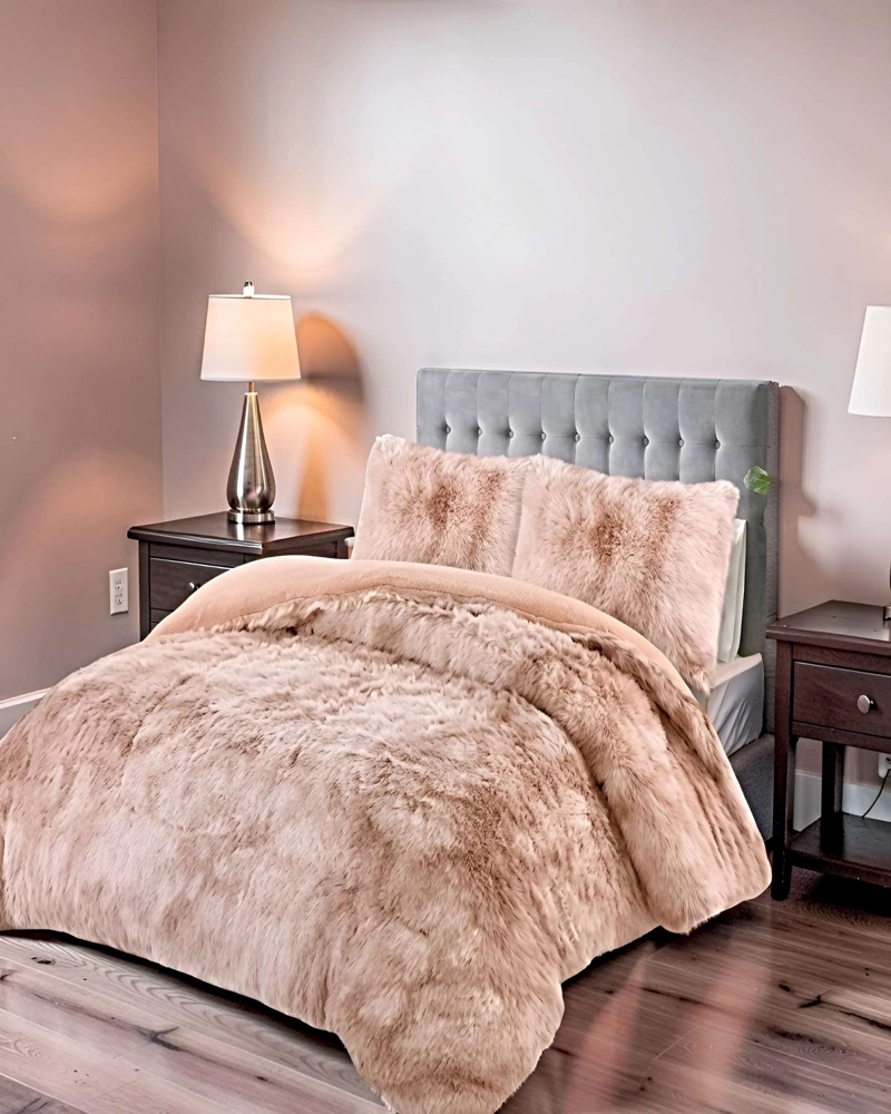 COBERTOR DE INVIERNO PELUDO 2 PLAZAS 230X250CM BEIGE - 3