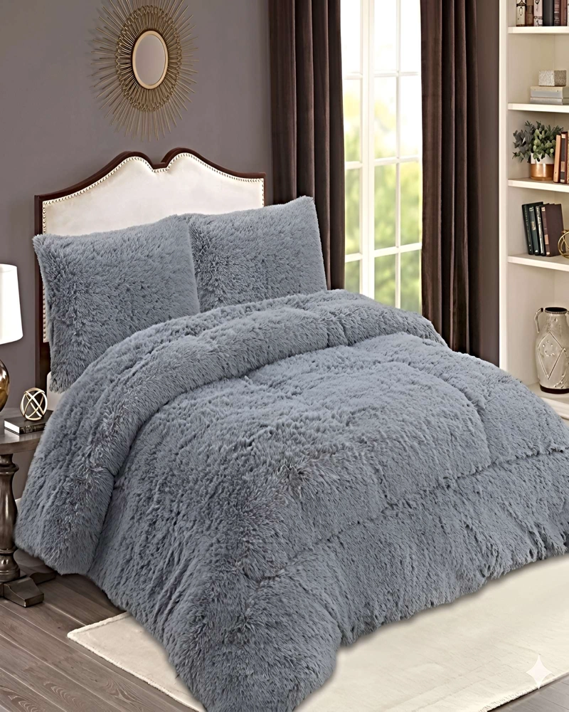 COBERTOR DE INVIERNO PELUDO KING 250X270CM GRIS - 4