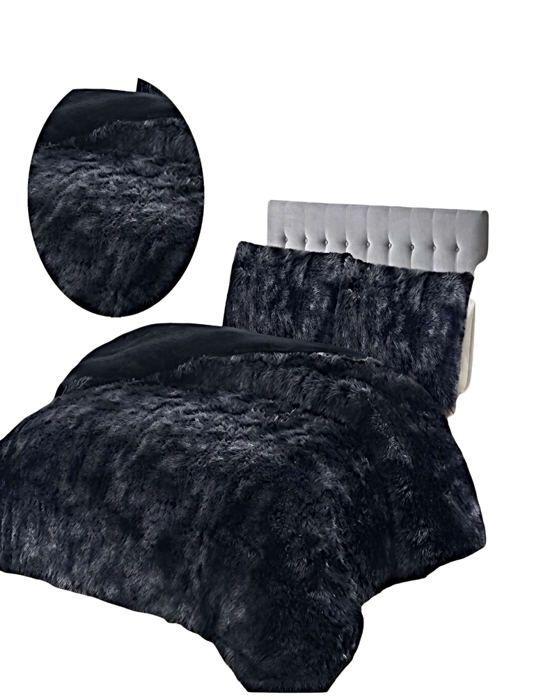 COBERTOR DE INVIERNO PELUDO 2 PLAZAS 230X250CM NEGRO - 2