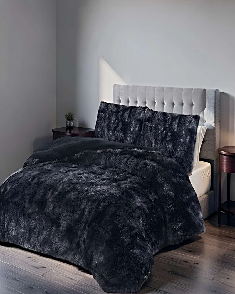COBERTOR DE INVIERNO PELUDO 2 PLAZAS 230X250CM NEGRO - 3