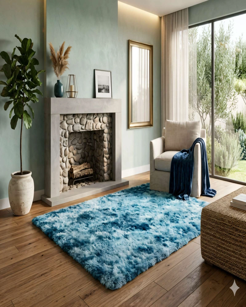 ALFOMBRA PELUDA 200X240  PREMIUM COLOR AZUL - 4