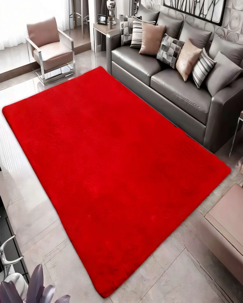 ALFOMBRA PELUDA 180X200 PREMIUM COLOR ROJO - 3