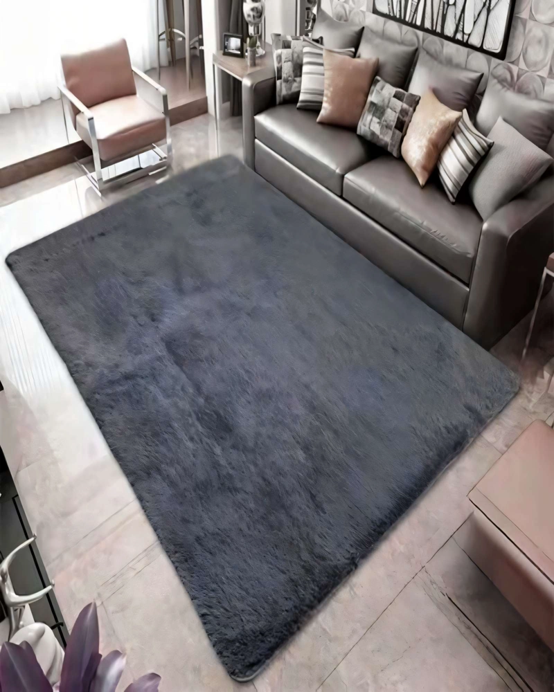 ALFOMBRA PELUDA 180X200 PREMIUM COLOR GRIS OSCURO - 3