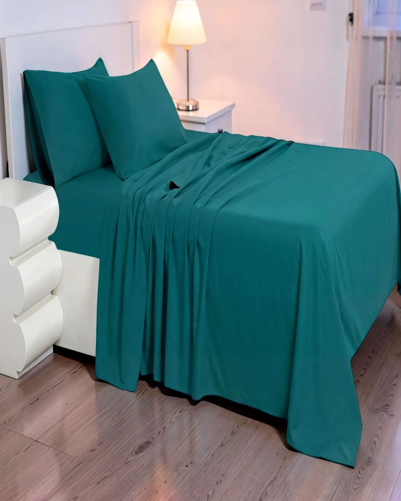 JUEGO DE SABANA 200 HILOS KING COLOR VERDE - 3