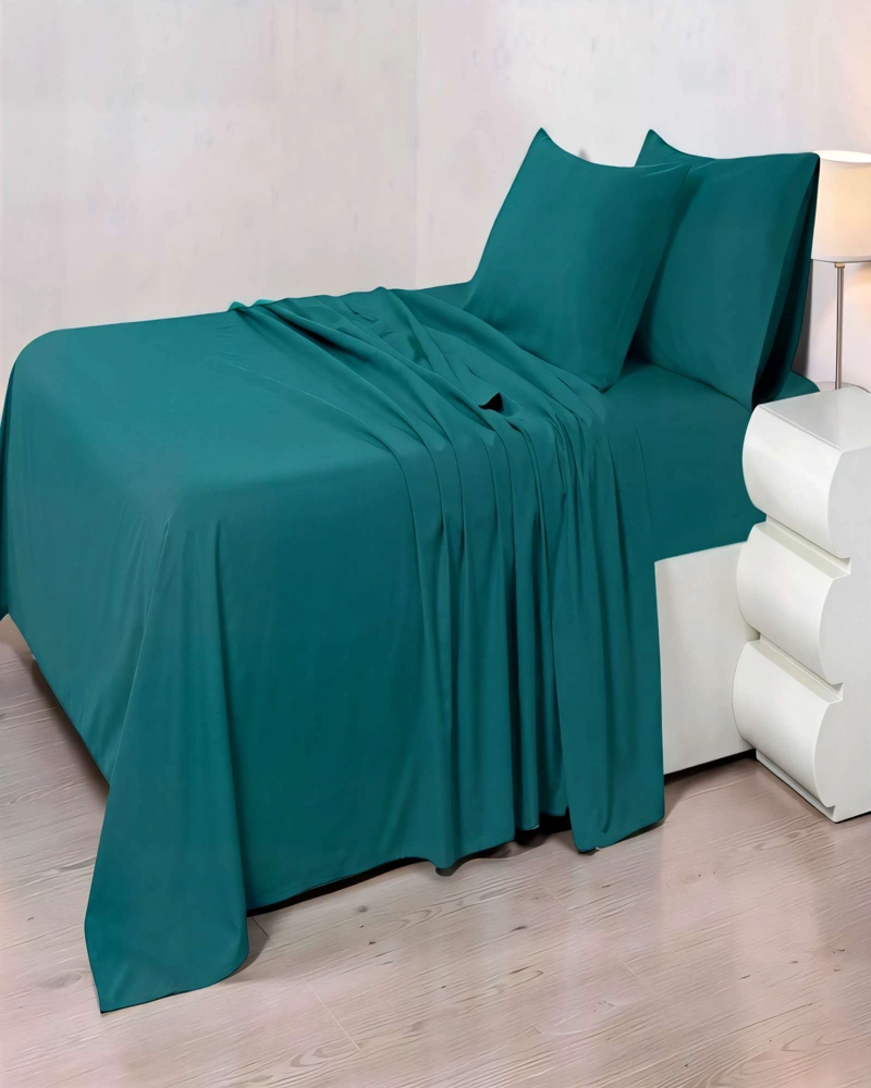 JUEGO DE SABANA 200 HILOS KING COLOR VERDE - 4