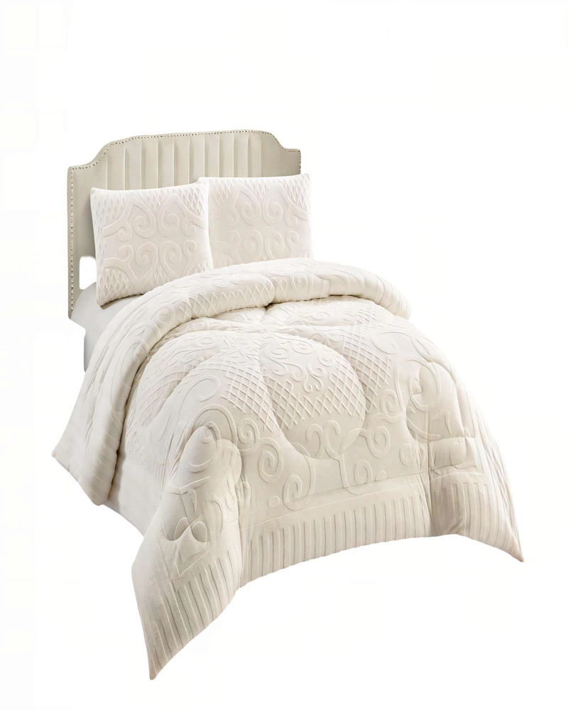 PLUMON CON TEXTURA DE RELIEVE  2 PLAZA COLOR BLANCO - 1
