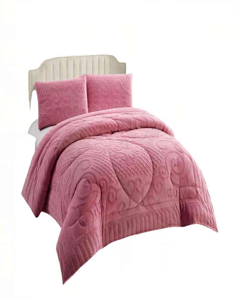 PLUMON CON TEXTURA DE RELIEVE  2 PLAZA COLOR ROSADO - 1