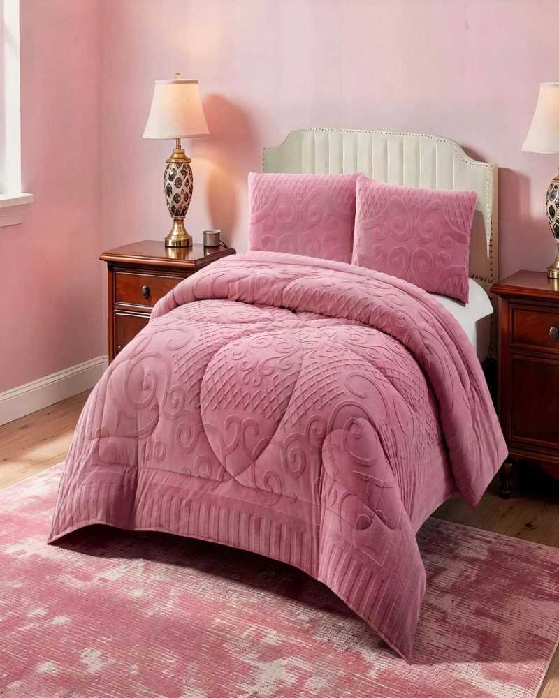 PLUMON CON TEXTURA DE RELIEVE  2 PLAZA COLOR ROSADO - 4