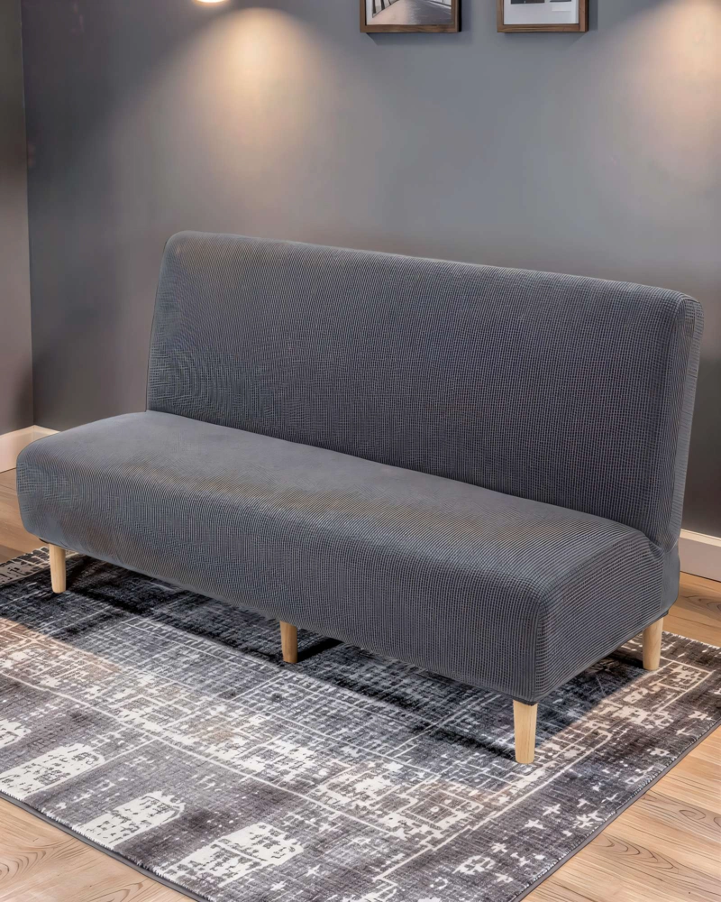 FUNDA PARA SILLON FUTON CUADRILLE COLOR GRIS - 3