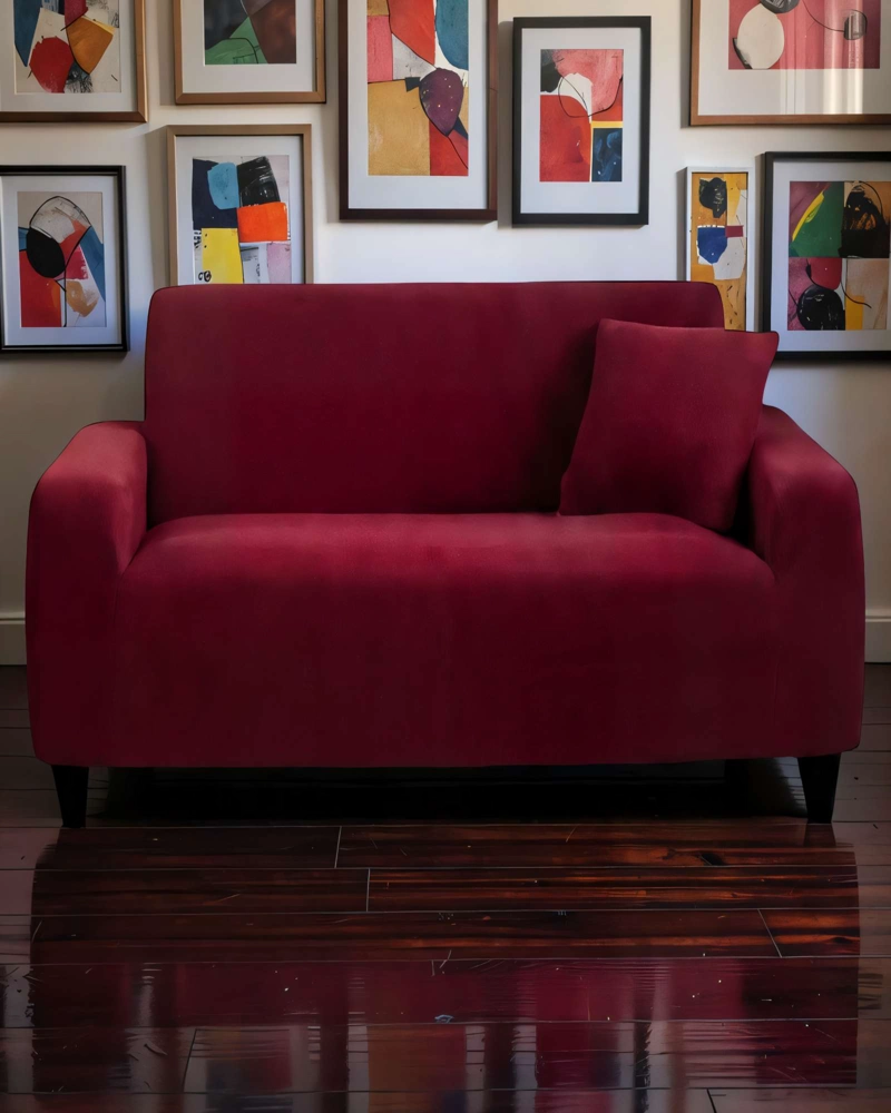 FUNDA PARA SILLON 3 CUERPOS CUADRUPLE COLOR BURDEO - 4