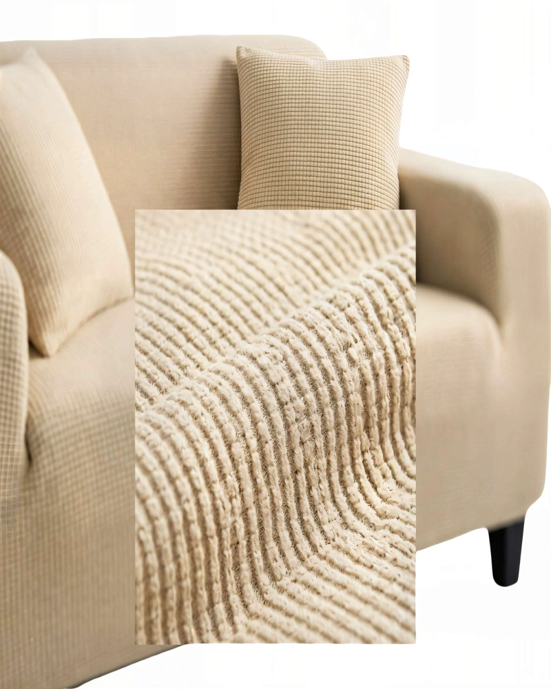 FUNDA PARA SILLON 3 CUERPOS CUADRUPLE COLOR BEIGE - 2