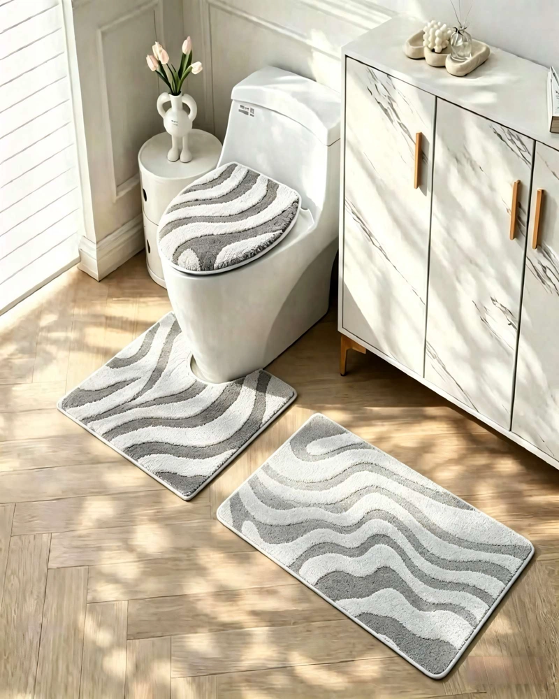 JUEGO PARA BAÑO DE 3 PIEZAS CON DISEÑO DE CEBRA 3 - 3