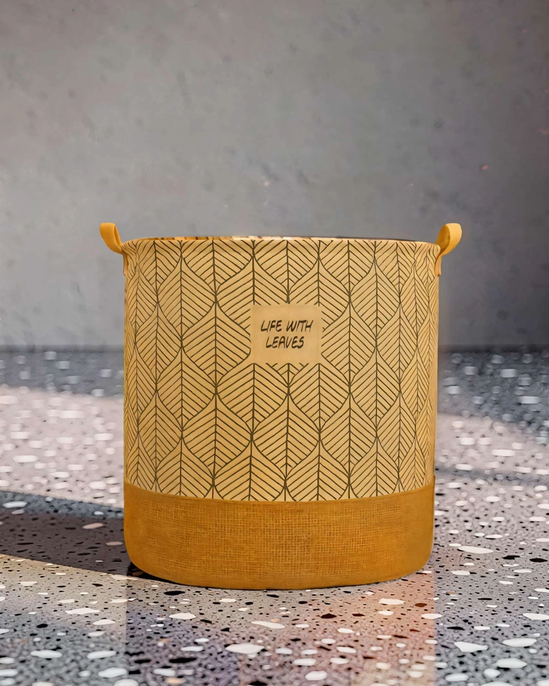 SET DE 2 CANASTOS  DE YUTE PARA ROPA 40CMX50CM CON DISEÑO 3 - 4