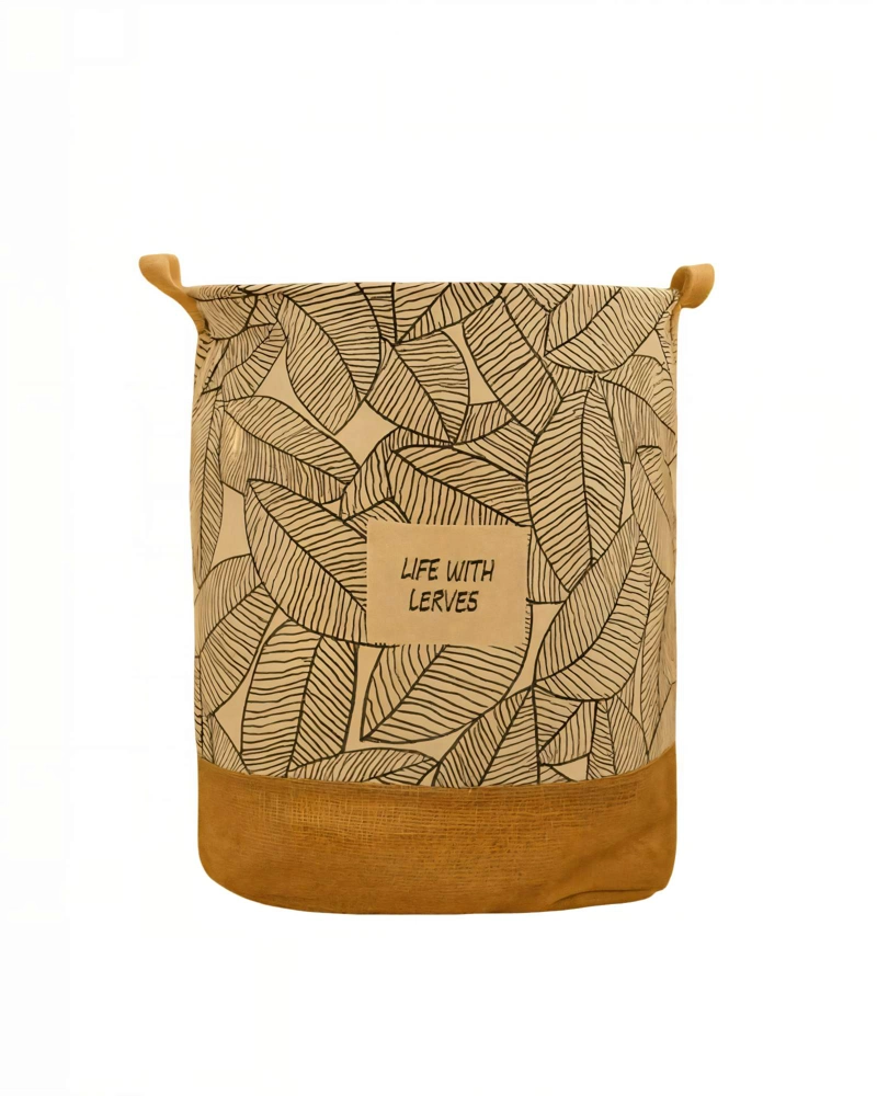 CANASTO DE YUTE PARA ROPA 40CMX50CM CON DISEÑO 2 - 1