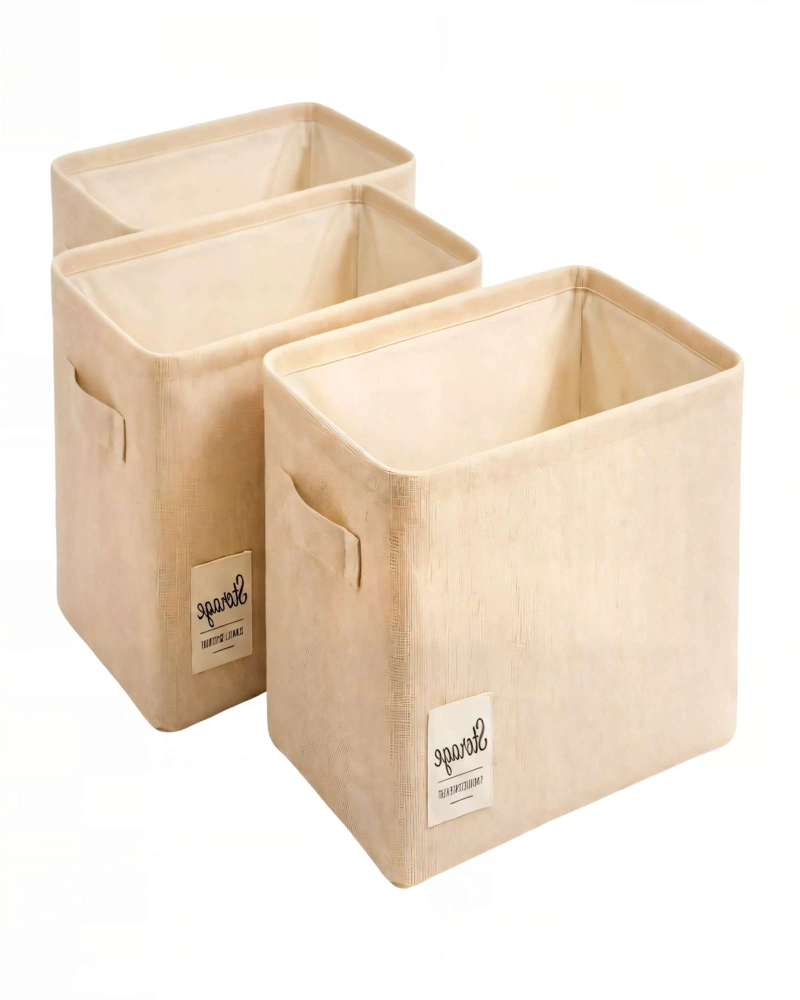 SET DE 3 CANASTOS ORGANIZADOR 28CMX47CMX20CM COLOR BEIGE - 2