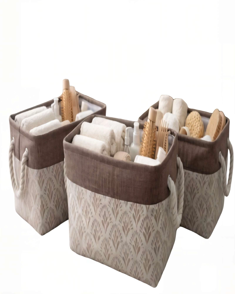 SET DE 3 CANASTO ORGANIZADOR 33CMX20CMX20CM COLOR CAFE - 1