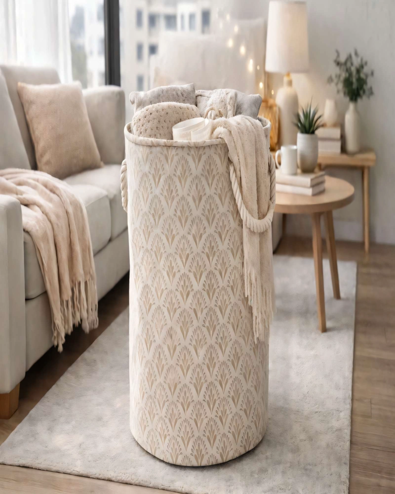 CANASTO DE ROPA 40CMX50CM COLOR BEIGE - 3