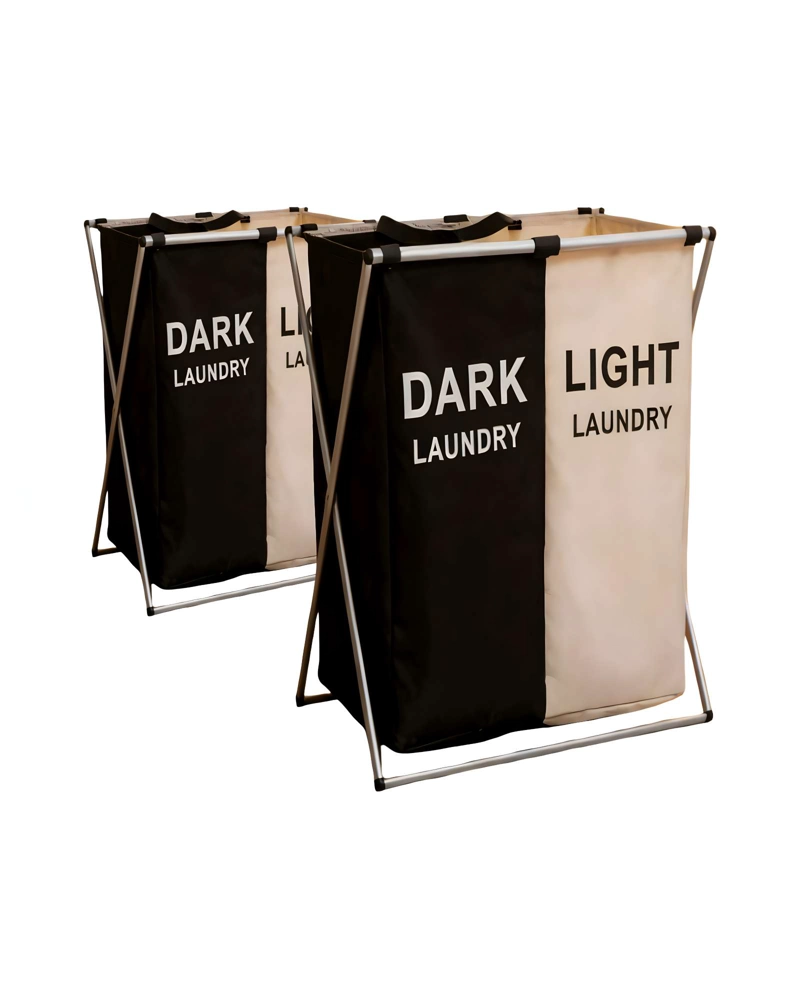 SET DE CANASTOS DE ROPA 60CMX60CM BLANCO Y NEGRO - 1