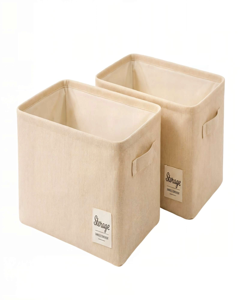 SET DE 2 CANASTOS ORGANIZADOR 28CMX47CMX20CM COLOR BEIGE - 1