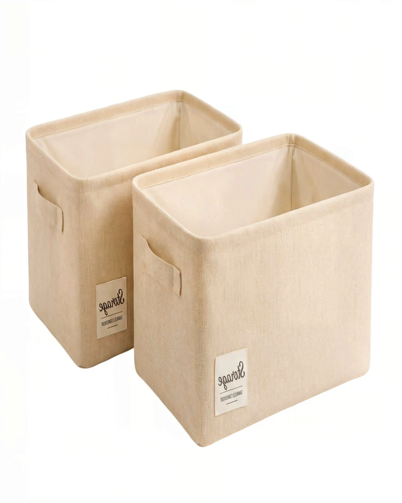 SET DE 2 CANASTOS ORGANIZADOR 28CMX47CMX20CM COLOR BEIGE - 2