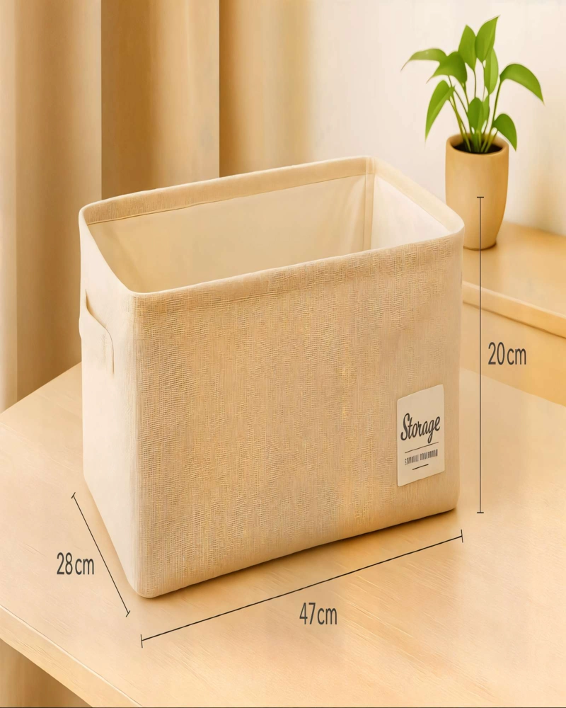 SET DE 2 CANASTOS ORGANIZADOR 28CMX47CMX20CM COLOR BEIGE - 3