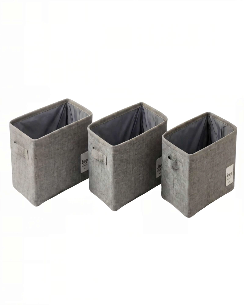 SET DE 3 CANASTOS ORGANIZADOR 28CMX47CMX20CM COLOR GRIS - 1