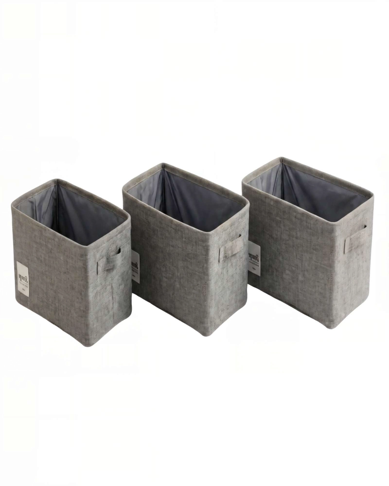 SET DE 3 CANASTOS ORGANIZADOR 28CMX47CMX20CM COLOR GRIS - 2