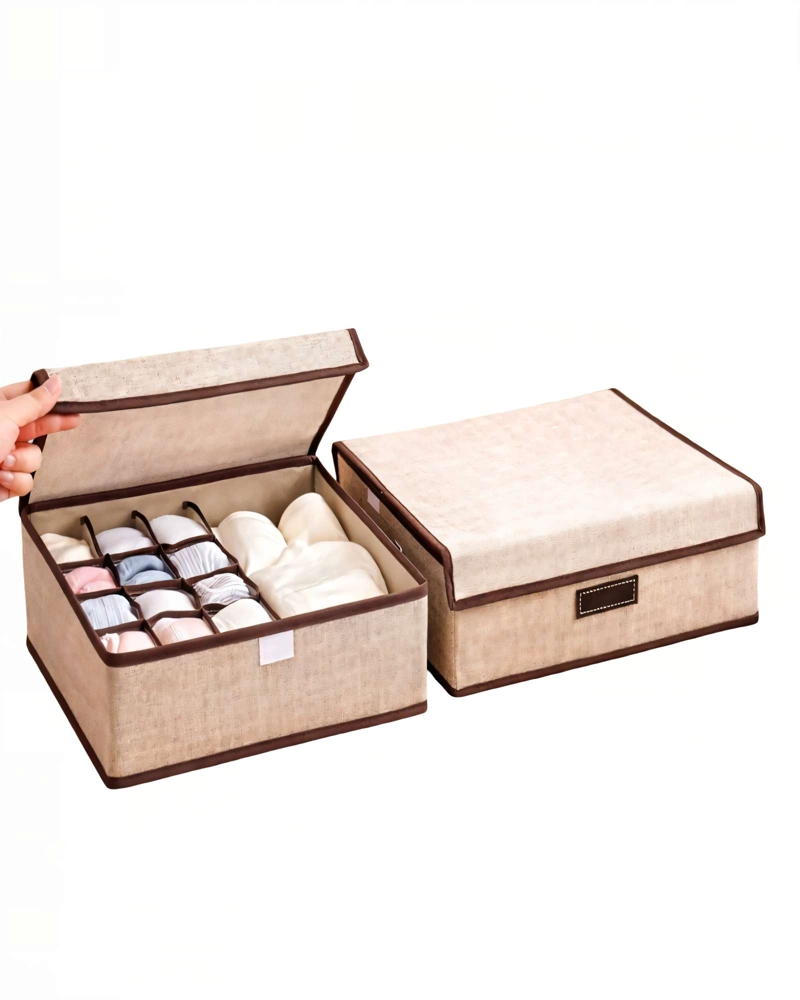 SET DE 2 CANASTO ORGANIZADOR 32CMX26CM COLOR BEIGE - 2