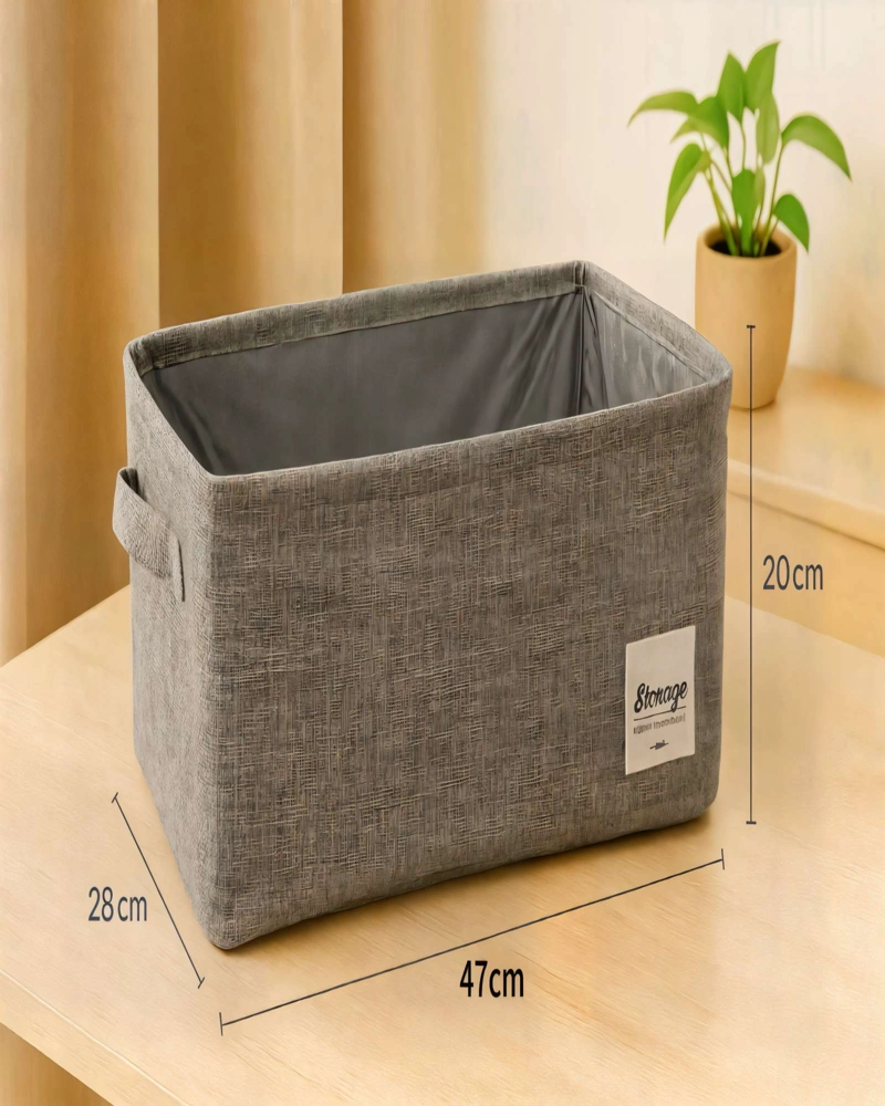 SET DE 2 CANASTOS ORGANIZADOR 28CMX47CMX20CM COLOR GRIS - 3